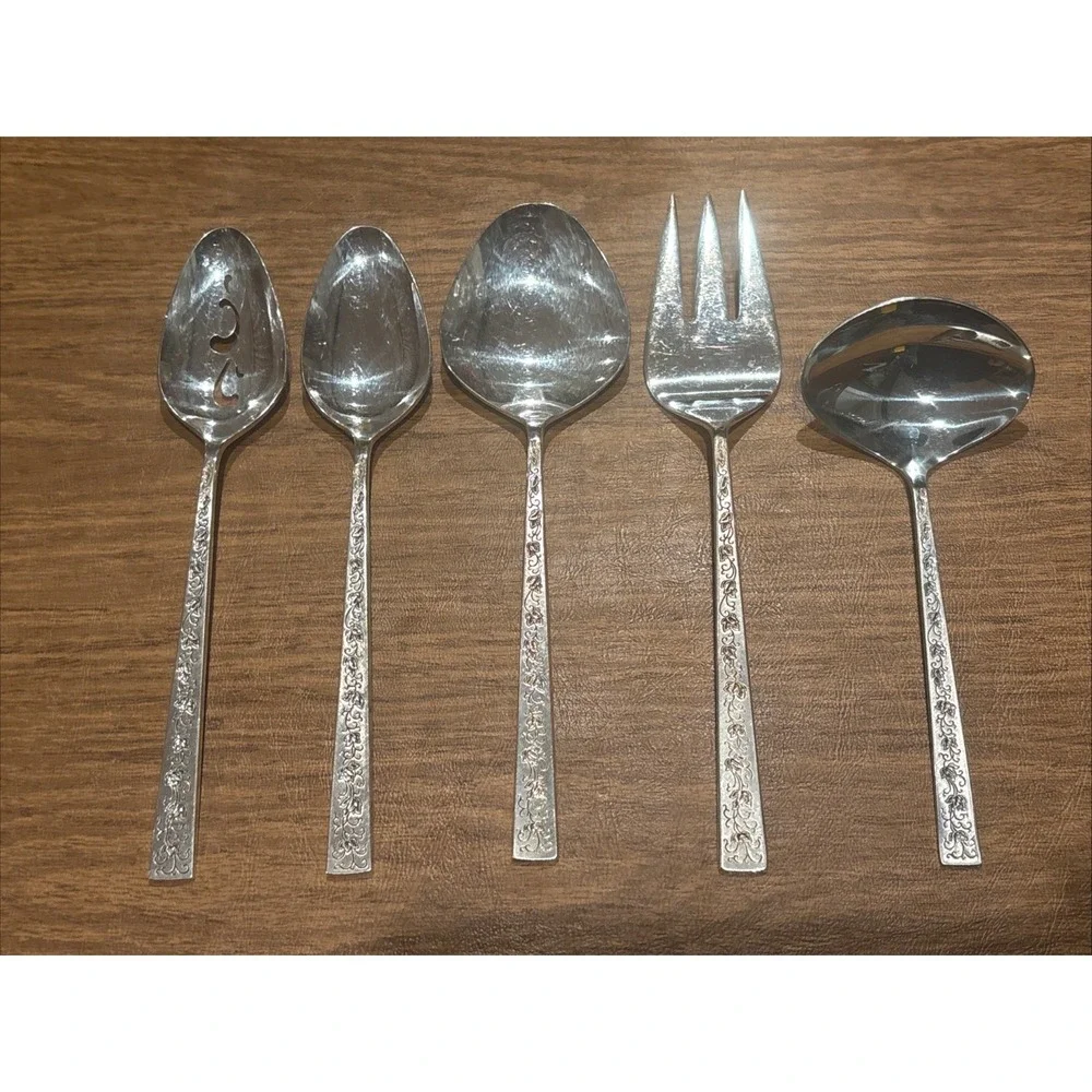 International Silver 1847 Rogers Silverplate SILVER LACE- 5 Serving Pcs.